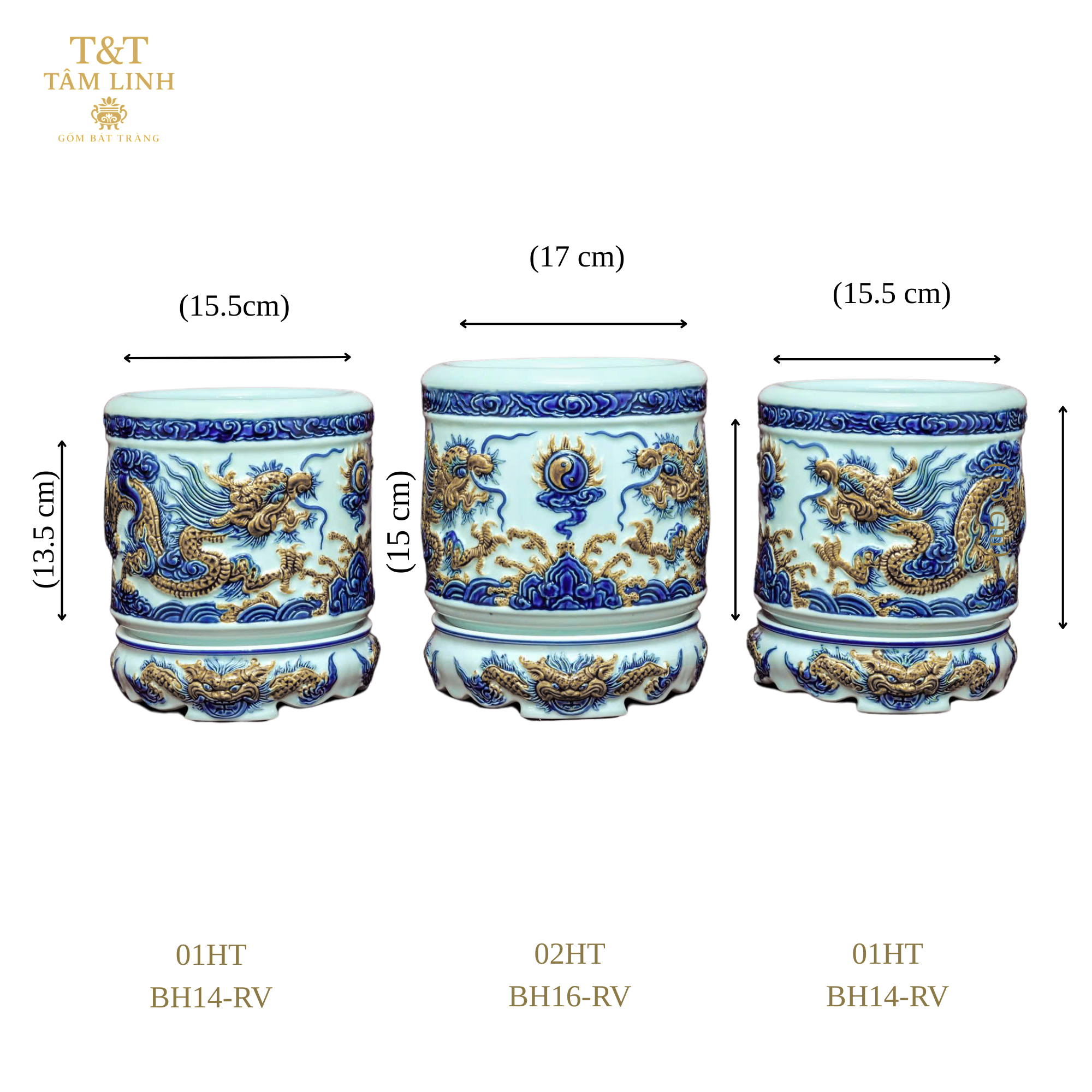 Heritage T&T Dragon Ceramic Incense Burner – Altar Tâm An – Bat Trang Handmade