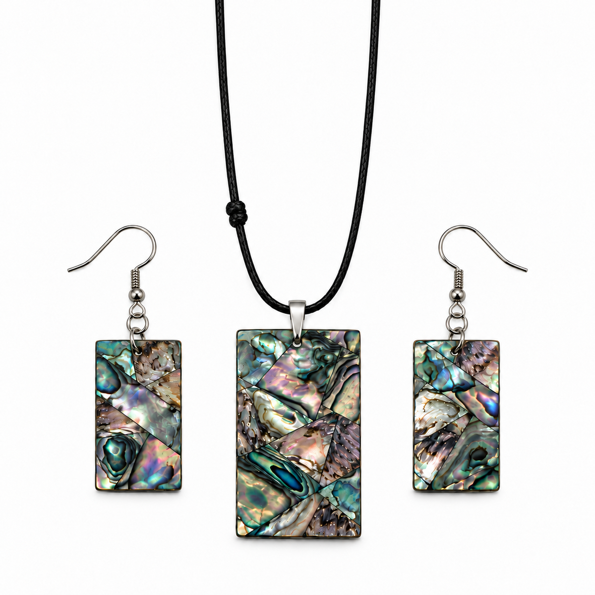 Abalone Necklace & Earrings Set, Mother of Pearl Jewelry, Bridesmaid Jewelry, Natural Shell Statement Set
