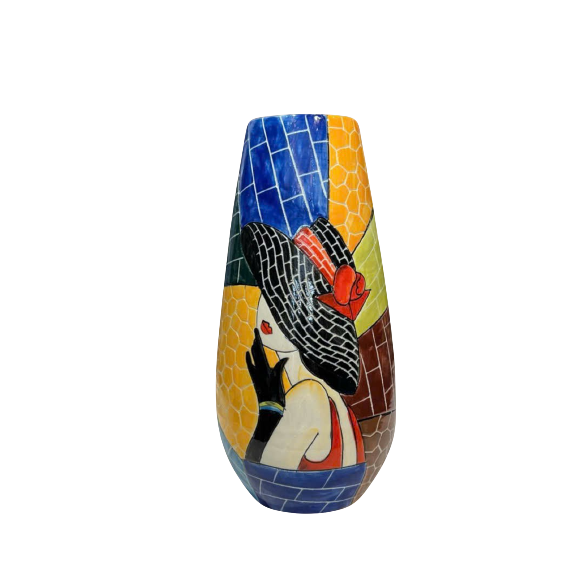 Handmade Mosaic Ceramic Vase – Lady Design  – 36.5 cm (14.4 in) – Home Décor – Heritage T&T Mosaic Collection – Bat Trang Vietnam