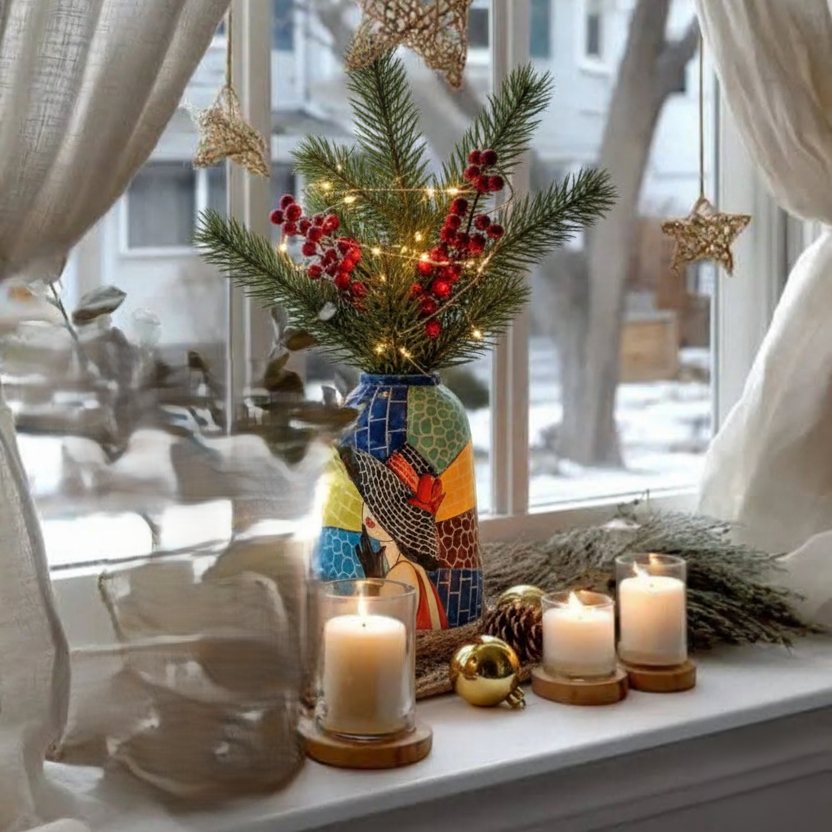 Handmade Mosaic Ceramic Vase – Lady Design  – 31.5 cm (12.4 in) – Home Décor – Heritage T&T Mosaic Collection – Bat Trang Vietnam