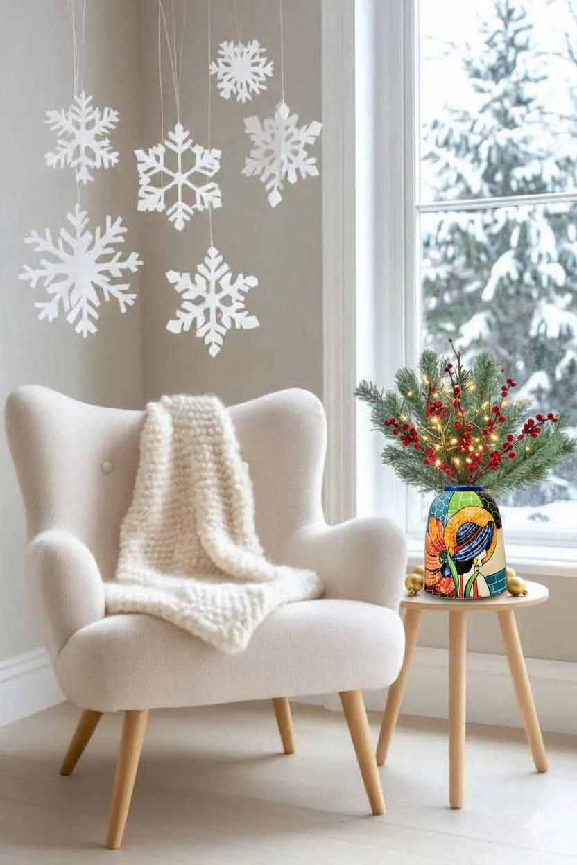 Handmade Mosaic Ceramic Vase – Lady Design  – 31.5 cm (12.4 in) – Home Décor – Heritage T&T Mosaic Collection – Bat Trang Vietnam