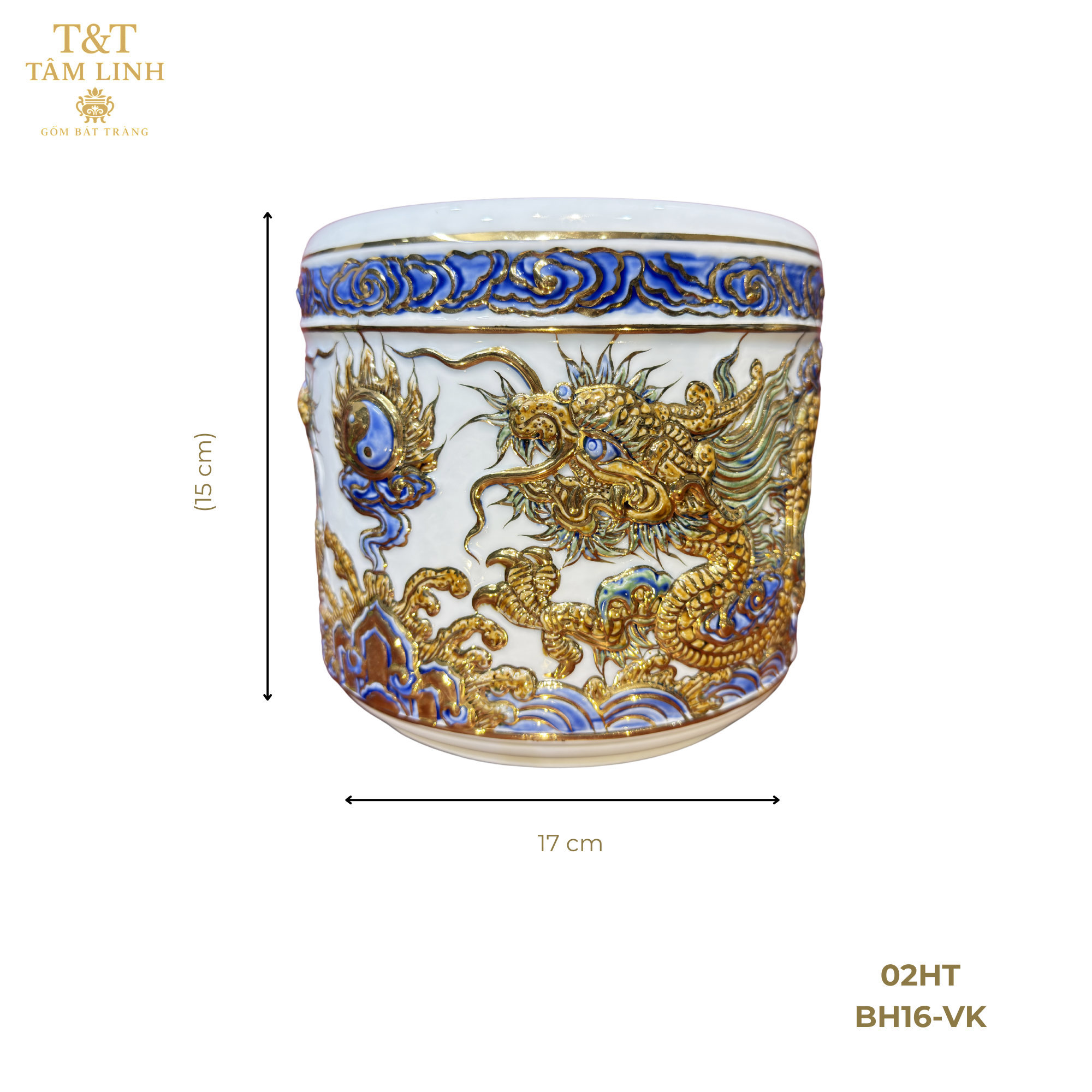 Heritage T&T Dragon Ceramic Incense Burner – Altar Tâm An – Bat Trang Handmade
