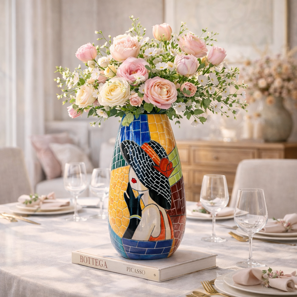 Handmade Mosaic Ceramic Vase – Lady Design  – 36.5 cm (14.4 in) – Home Décor – Heritage T&T Mosaic Collection – Bat Trang Vietnam