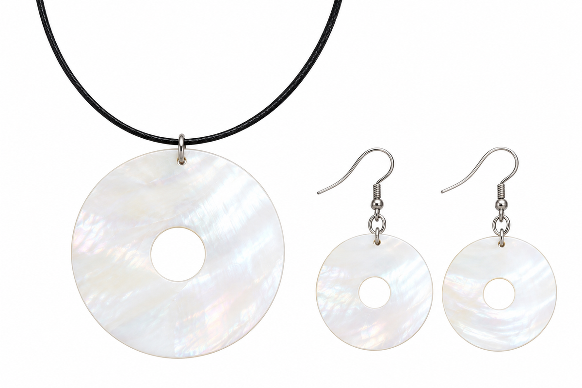Abalone Necklace & Earrings Set, Mother of Pearl Jewelry, Bridesmaid Jewelry, Natural Shell Statement Set