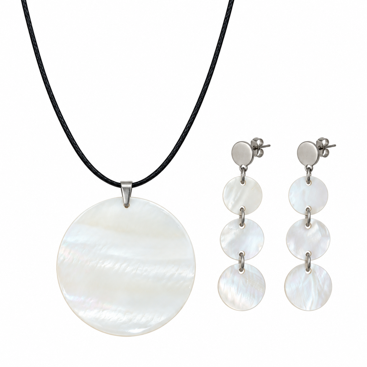 Abalone Necklace & Earrings Set, Mother of Pearl Jewelry, Bridesmaid Jewelry, Natural Shell Statement Set
