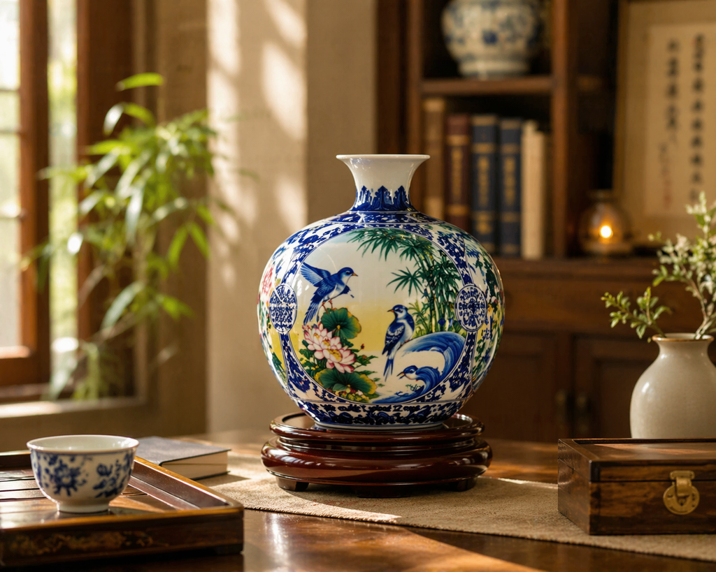 Handmade Ceramic Vase – Tai Loc Design  – 25 cm (9.8 in) – Home Décor – Heritage T&T  – Bat Trang Vietnam