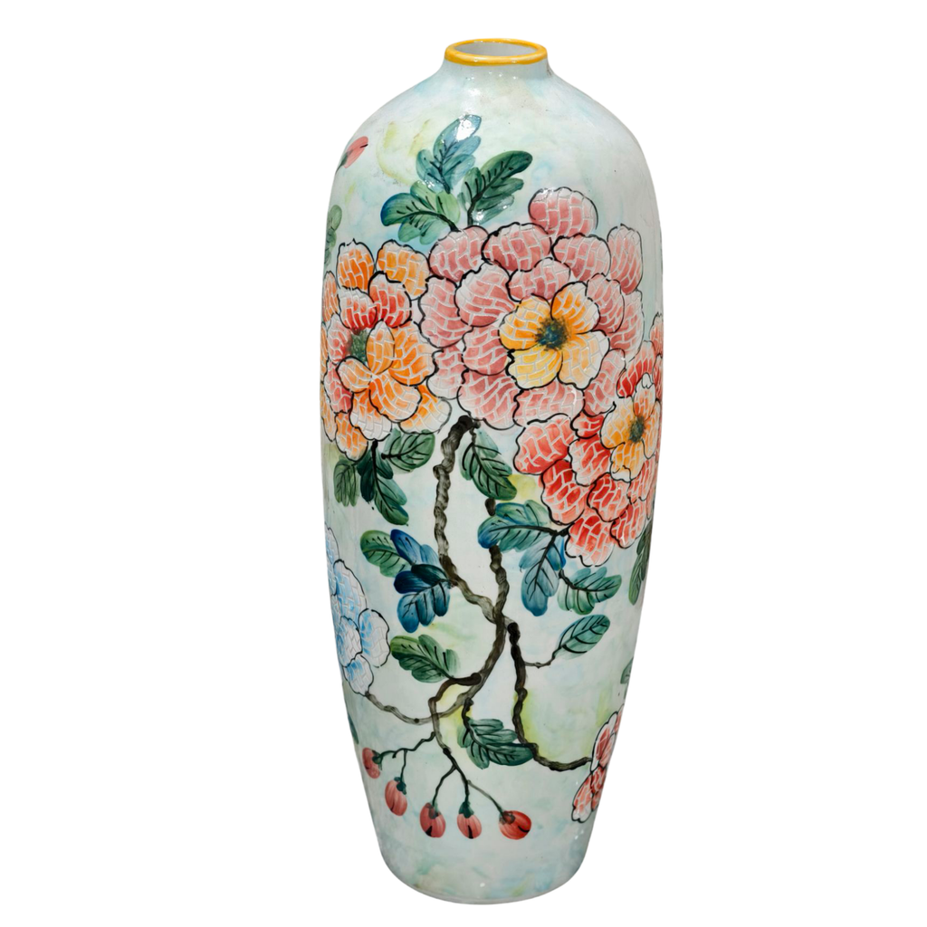Handmade Mosaic Ceramic Vase – Flower Design  – 40 cm (15.7 in) – Home Décor – Heritage T&T Mosaic Collection – Bat Trang Vietnam