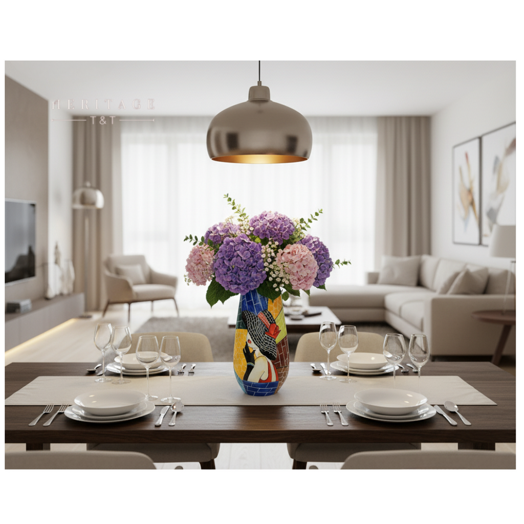Handmade Mosaic Ceramic Vase – Lady Design  – 36.5 cm (14.4 in) – Home Décor – Heritage T&T Mosaic Collection – Bat Trang Vietnam