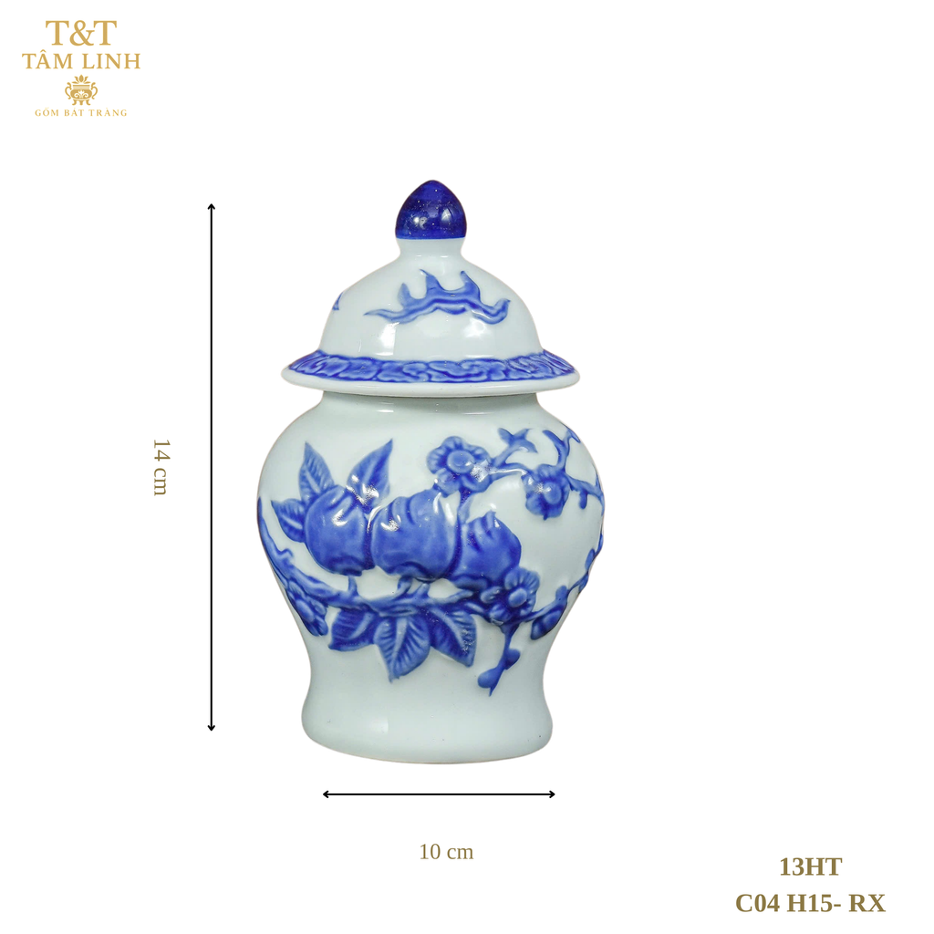 Heritage T&T Dragon Ritual Water Jar Altar Tâm An – Handcrafted Bat Trang Ceramics – 1 Pc
