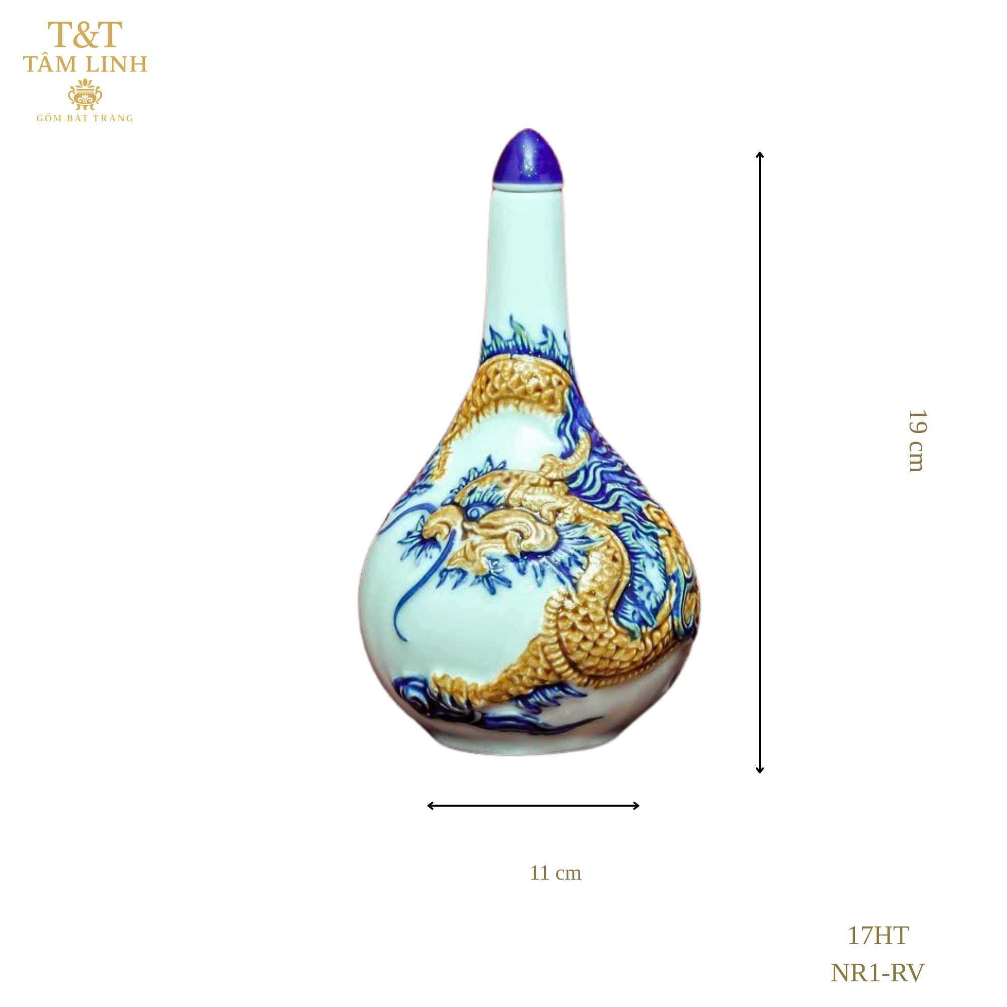 Heritage T&T Single Gourd Wine Vessel Altar Tâm An 1 Pc – Bat Trang Handmade Vietnam