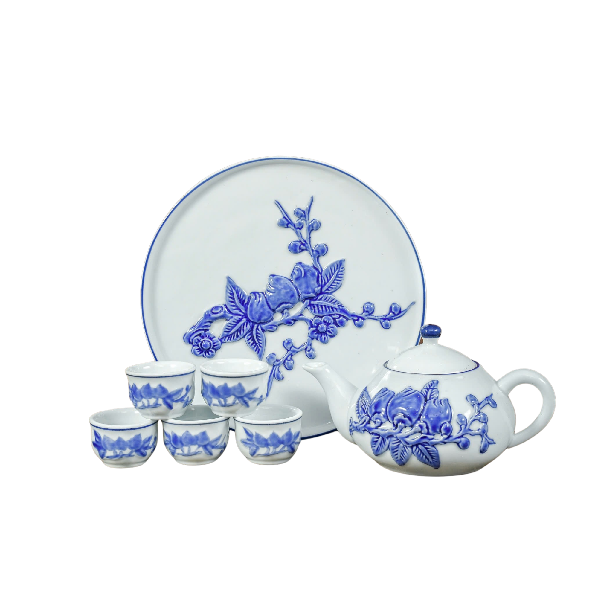 Heritage T&T Ritual Tea Cup Set Altar Tâm An Height 9 cm (3.5 in) – 1 Set – Bat Trang Handmade Vietnam