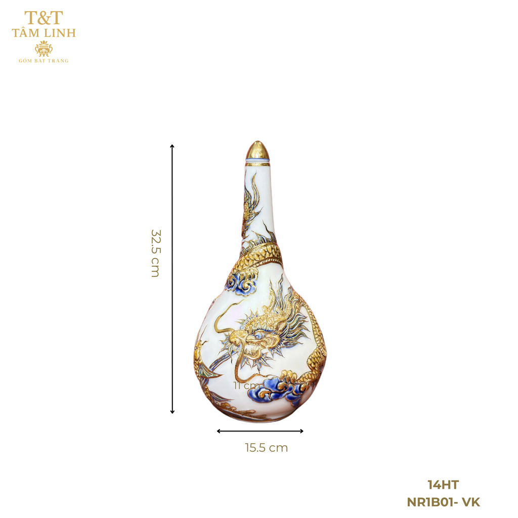 Heritage T&T Single Gourd Wine Vessel Altar Tâm An 1 Pc – Bat Trang Handmade Vietnam