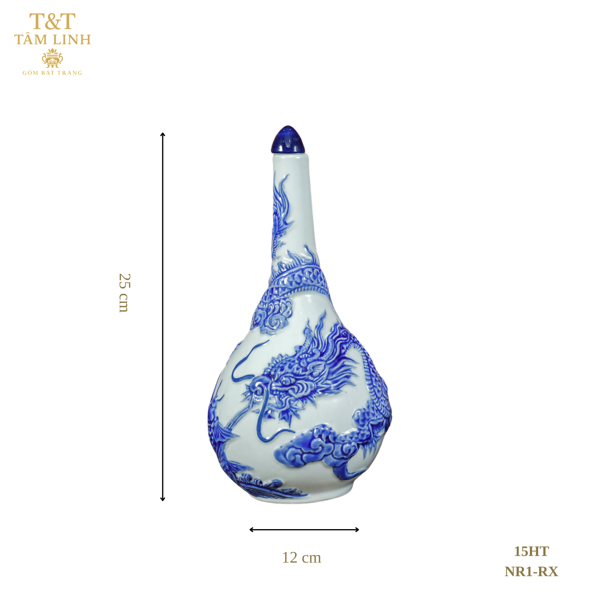 Heritage T&T Single Gourd Wine Vessel Altar Tâm An 1 Pc – Bat Trang Handmade Vietnam