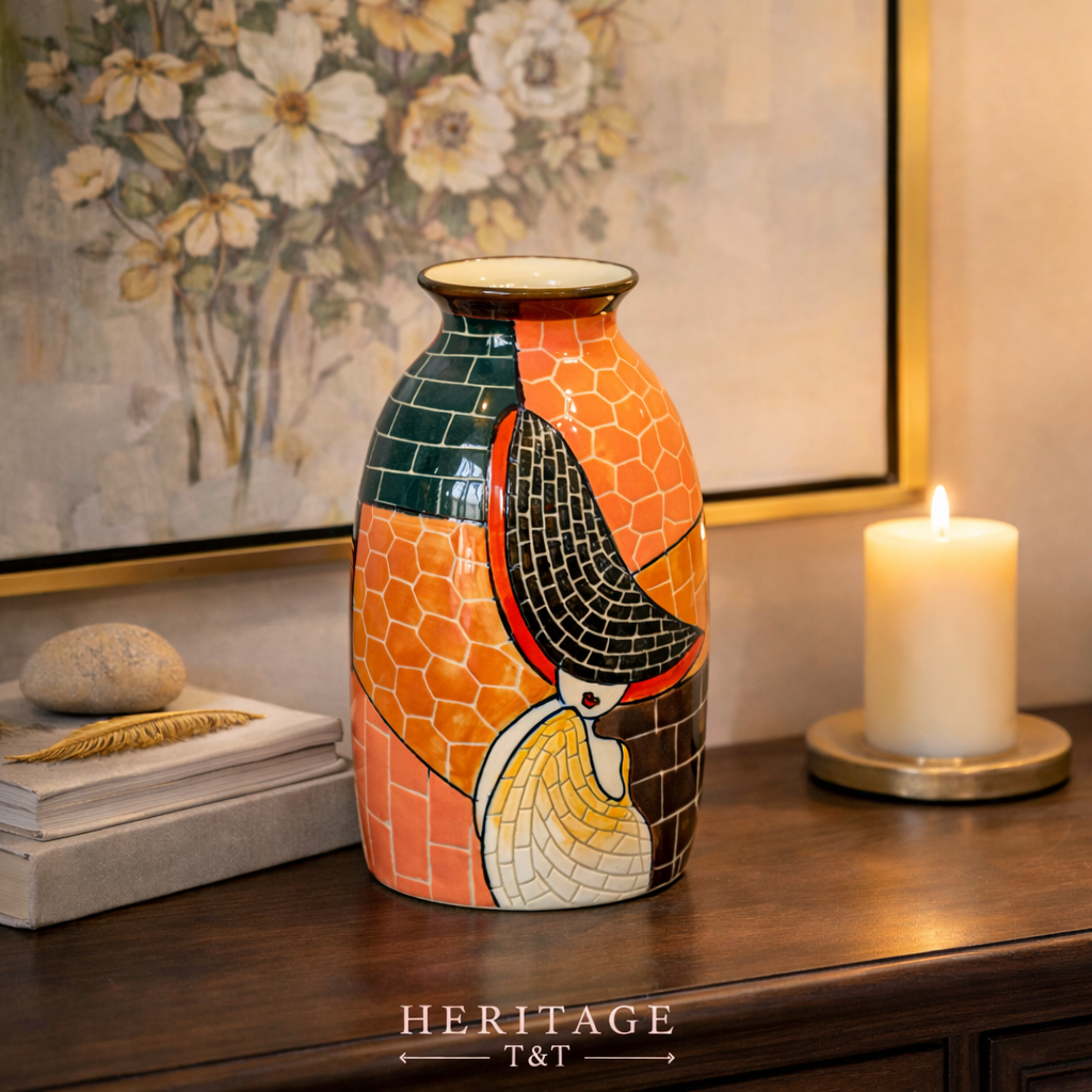 Handmade Mosaic Ceramic Vase – Lady Design  – 27 cm (10.6 in) – Home Décor – Heritage T&T Mosaic Collection – Bat Trang Vietnam