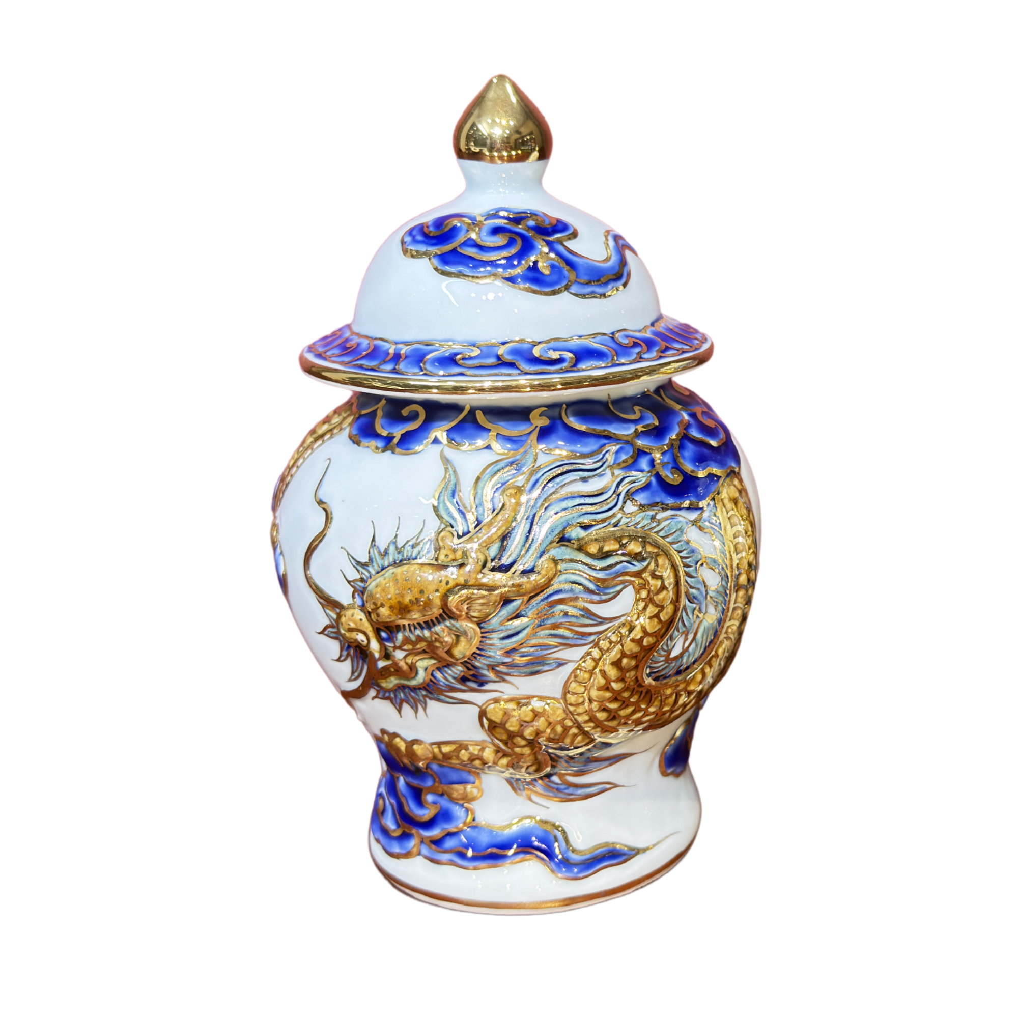 Heritage T&T Dragon Ritual Water Jar Altar Tâm An – Handcrafted Bat Trang Ceramics – 1 Pc