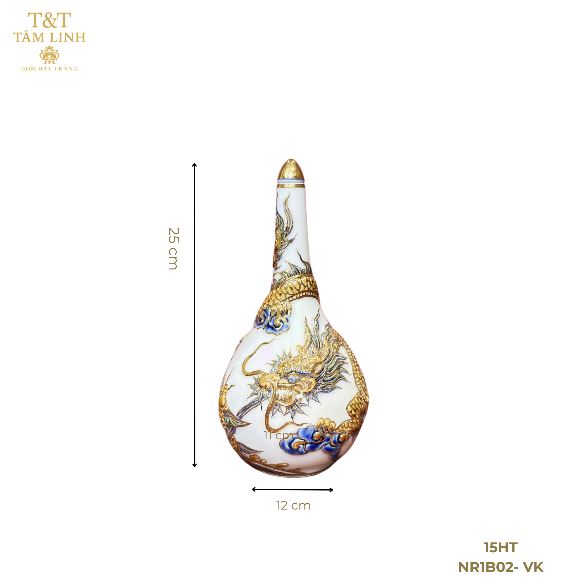 Heritage T&T Single Gourd Wine Vessel Altar Tâm An 1 Pc – Bat Trang Handmade Vietnam