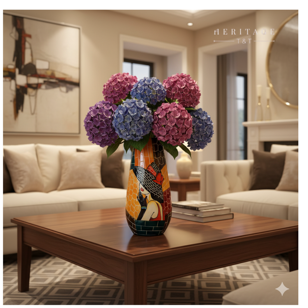 Handmade Mosaic Ceramic Vase – Lady Design  – 36.5 cm (14.4 in) – Home Décor – Heritage T&T Mosaic Collection – Bat Trang Vietnam