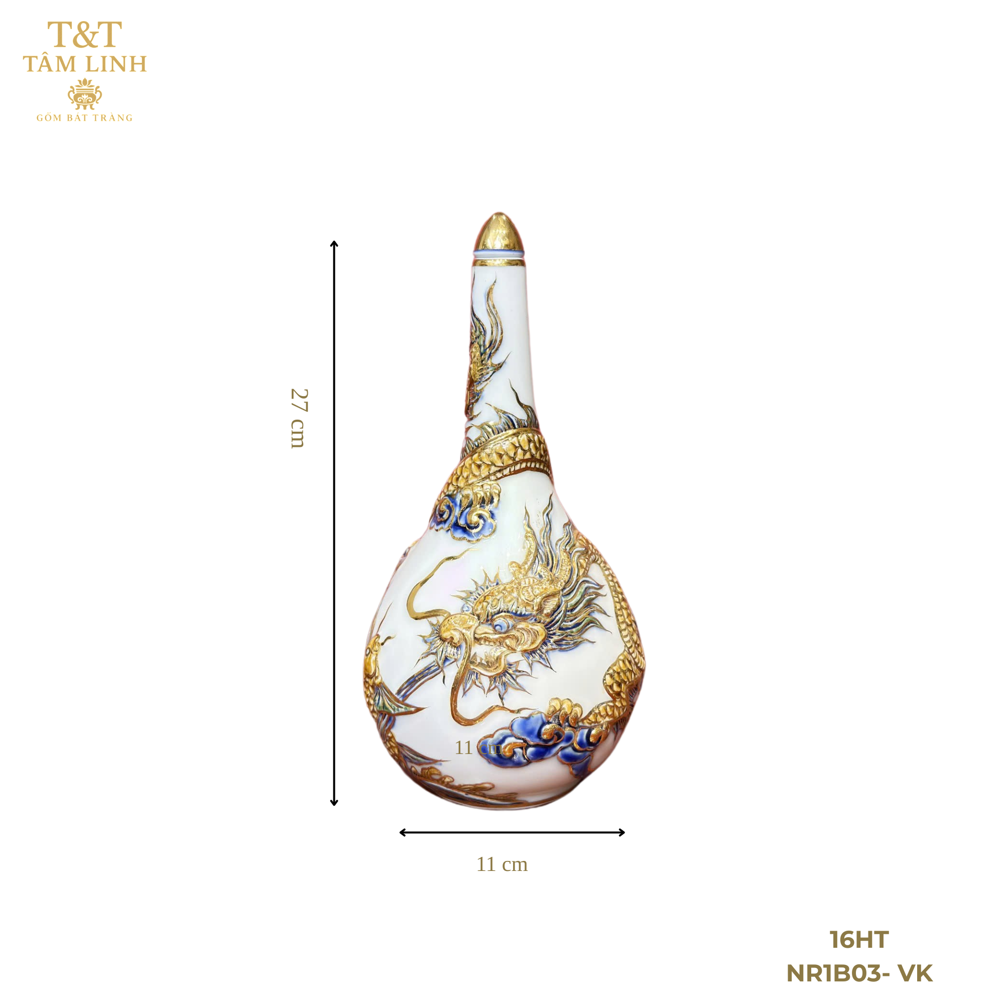 Heritage T&T Single Gourd Wine Vessel Altar Tâm An 1 Pc – Bat Trang Handmade Vietnam