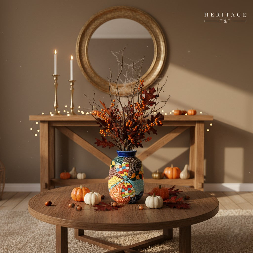 Handmade Mosaic Ceramic Vase – Dragonfly Design  – 22 cm (8.7 in) – Home Décor – Heritage T&T Mosaic Collection – Bat Trang Vietnam