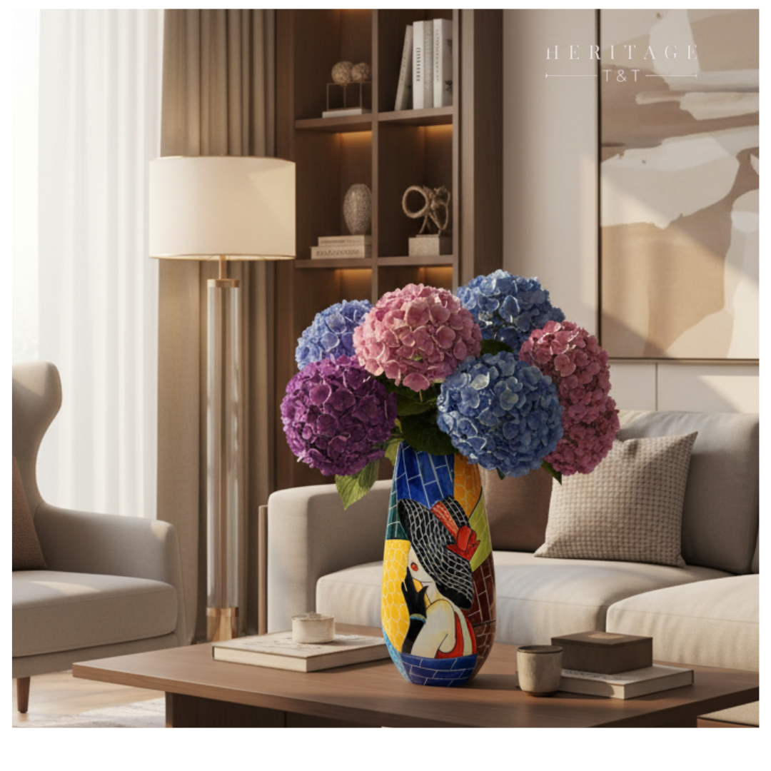 Handmade Mosaic Ceramic Vase – Lady Design  – 36.5 cm (14.4 in) – Home Décor – Heritage T&T Mosaic Collection – Bat Trang Vietnam