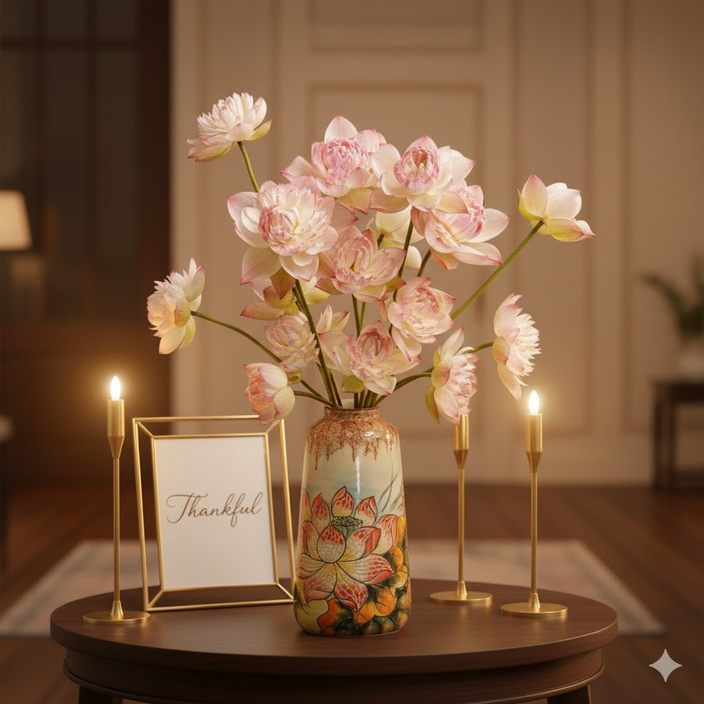 Handmade Mosaic Ceramic Vase – Lotus Design  – 26 cm (10.2 in) – Home Décor – Heritage T&T Mosaic Collection – Bat Trang Vietnam