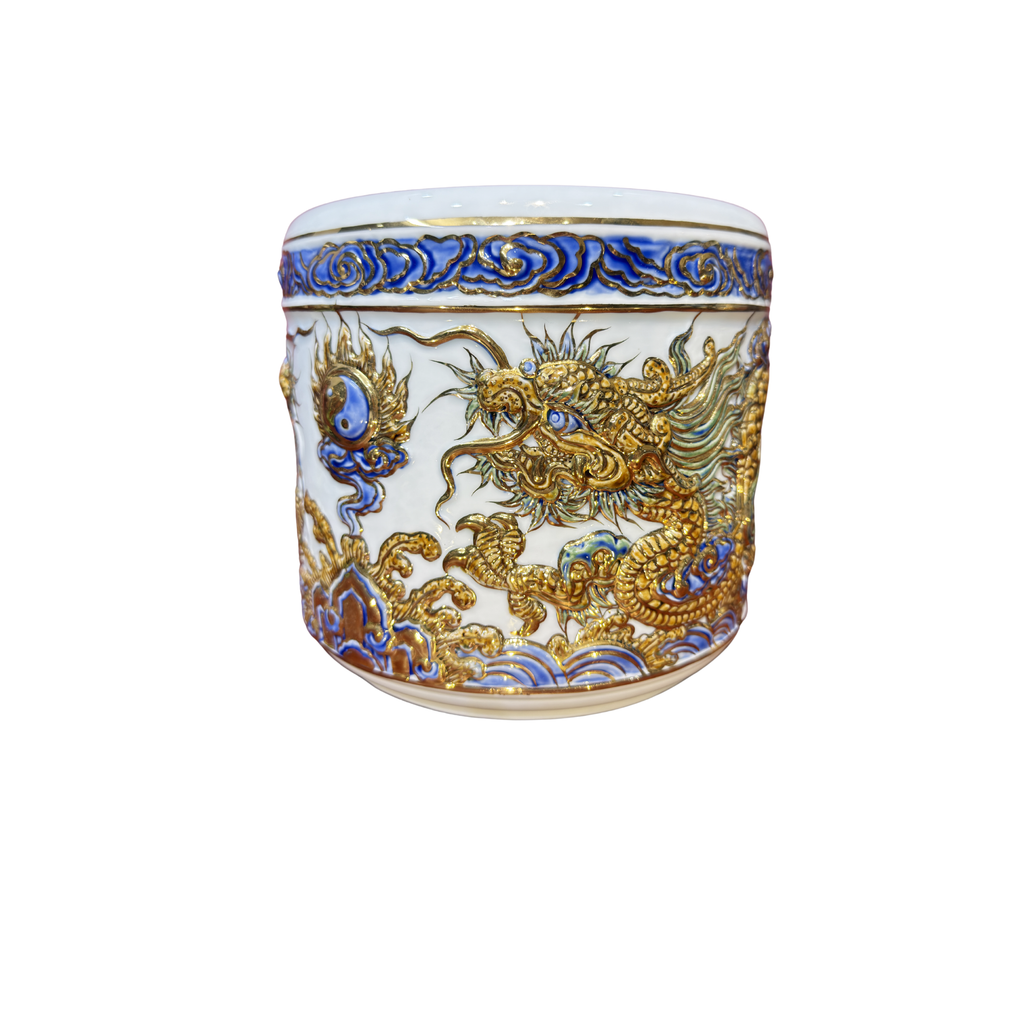 Heritage T&T Dragon Ceramic Incense Burner – Altar Tâm An – Bat Trang Handmade
