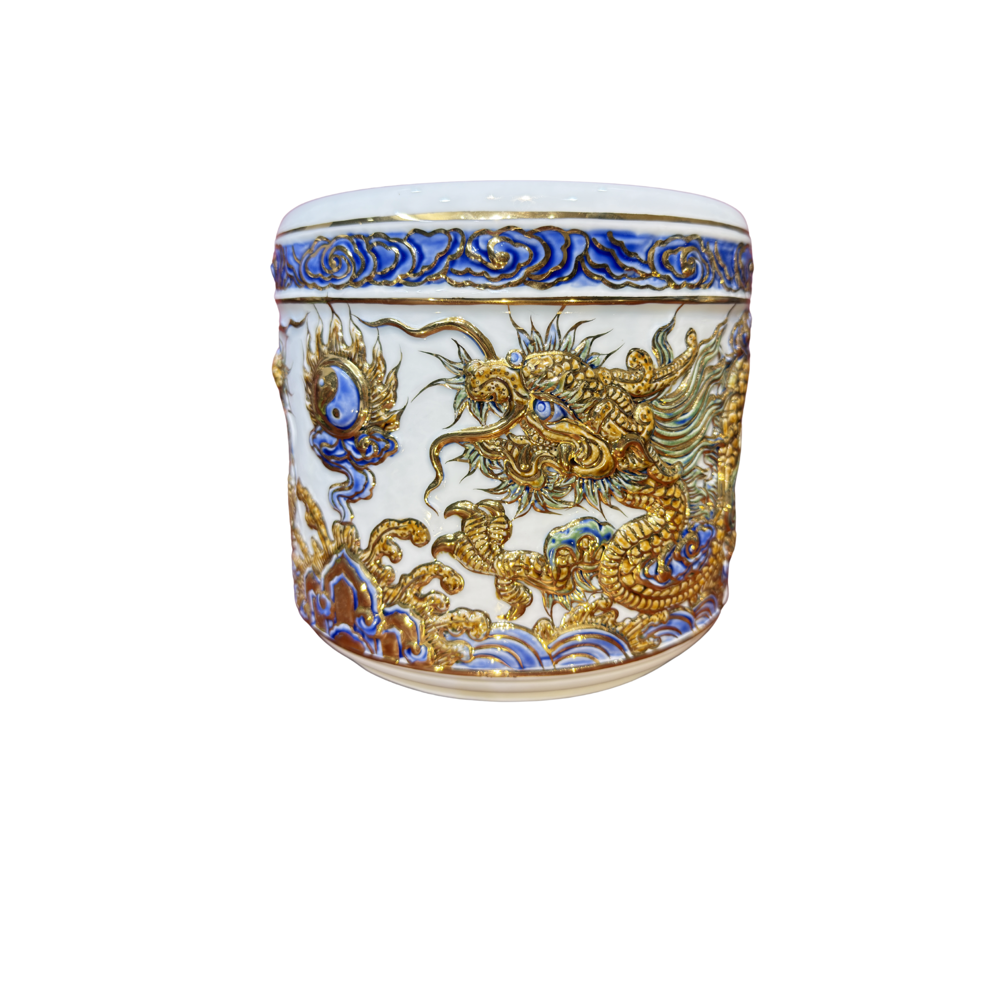 Heritage T&T Dragon Ceramic Incense Burner – Altar Tâm An – Bat Trang Handmade