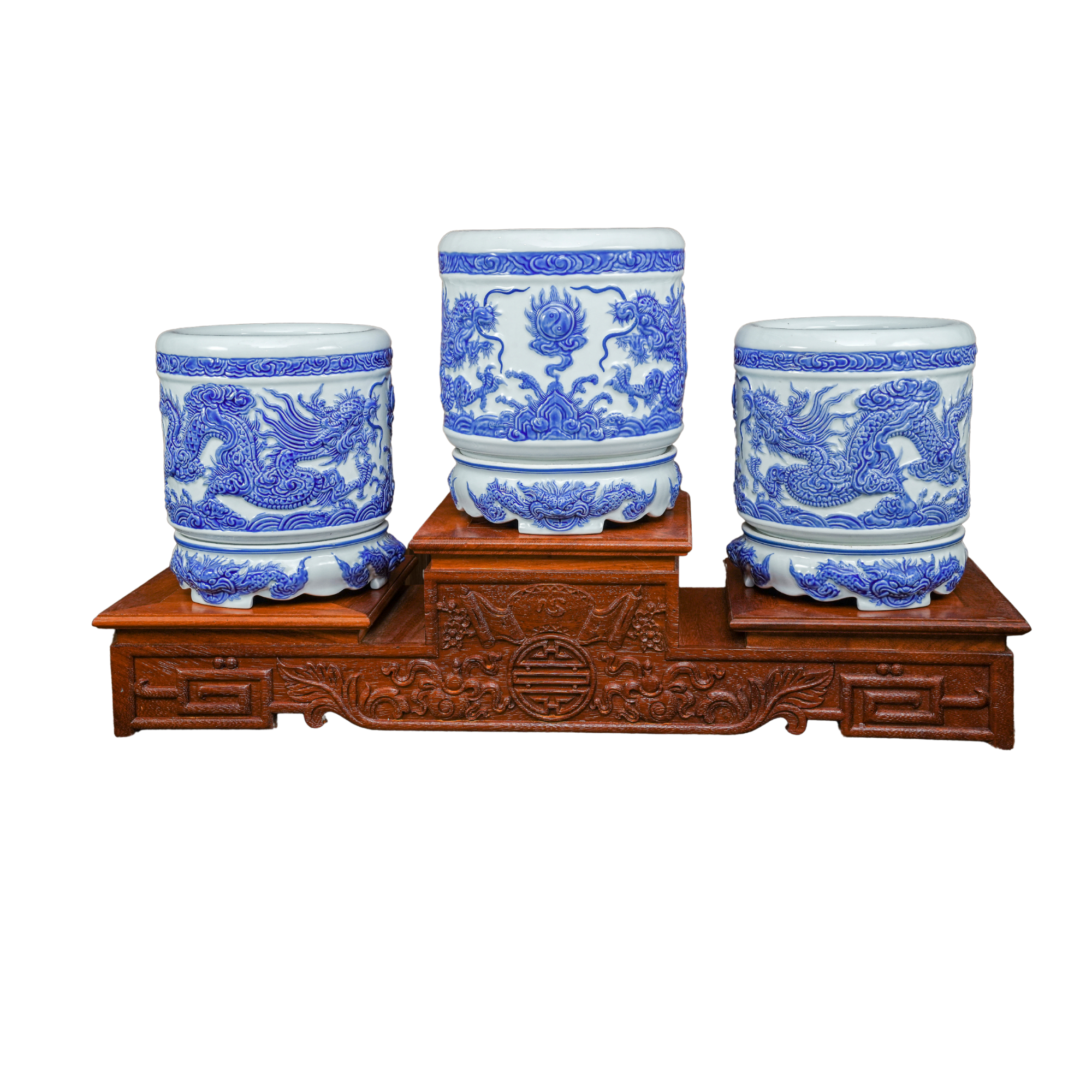 Heritage T&T Dragon Ceramic Incense Burner – Altar Tâm An – Bat Trang Handmade