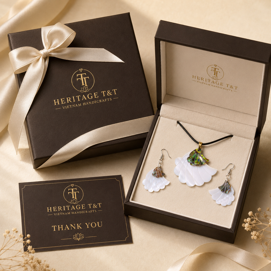 Floral Abalone and Mother of Pearl Necklace and Earrings Set – Heritage TT