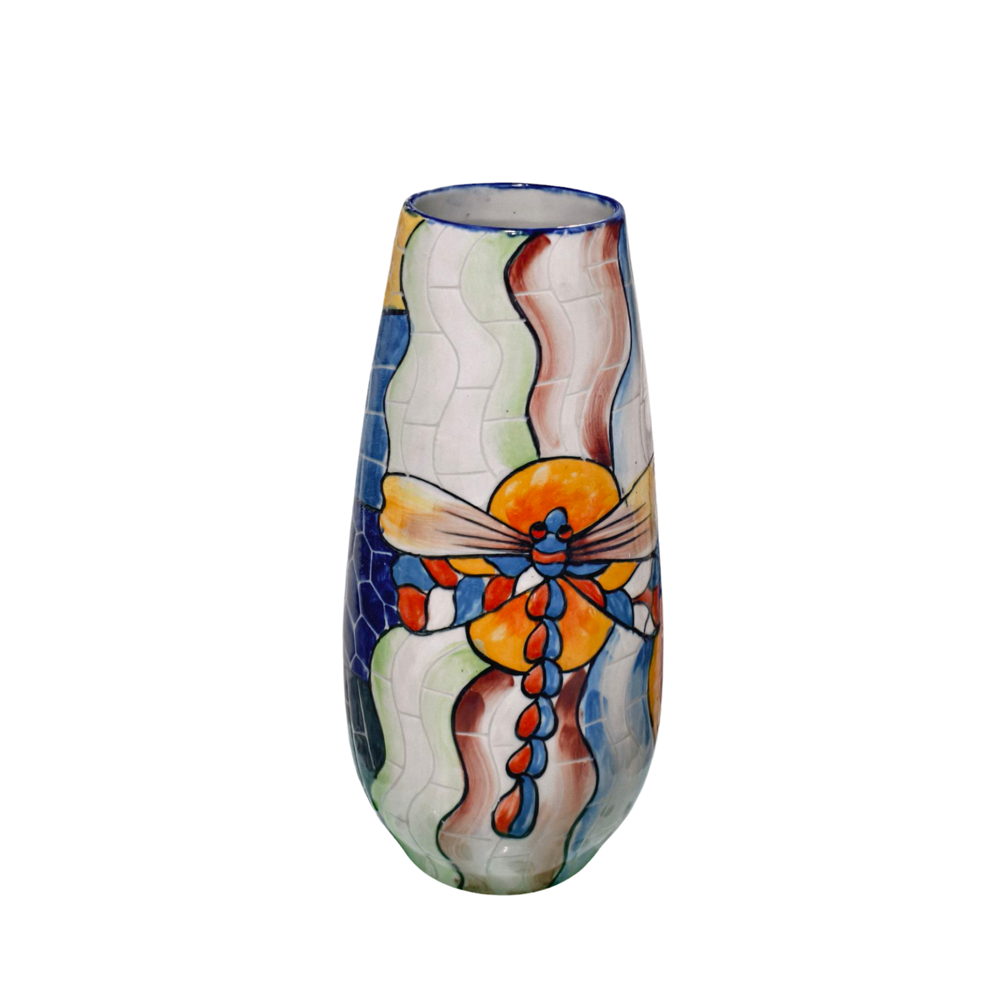 Handmade Mosaic Ceramic Vase – Dragonfly Design  – 29 cm (11.4 in) – Home Décor – Heritage T&T Mosaic Collection – Bat Trang Vietnam