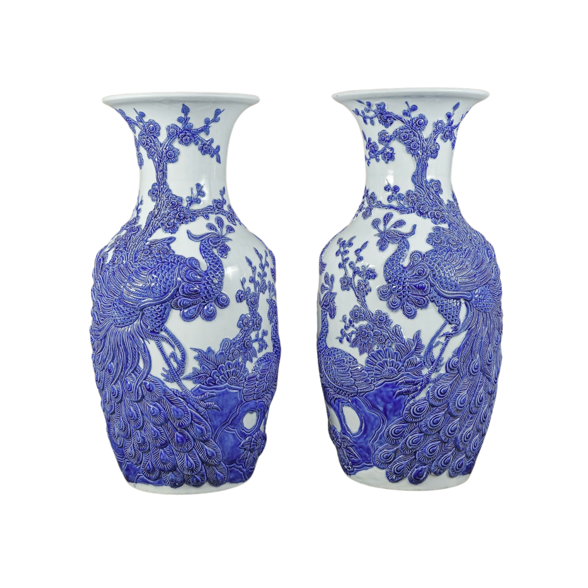 Heritage T&T Tall Peach Prosperity Vase Tâm An Height 56.5 cm (22.2 in) – 1 Pair – Bat Trang Handmade Vietnam