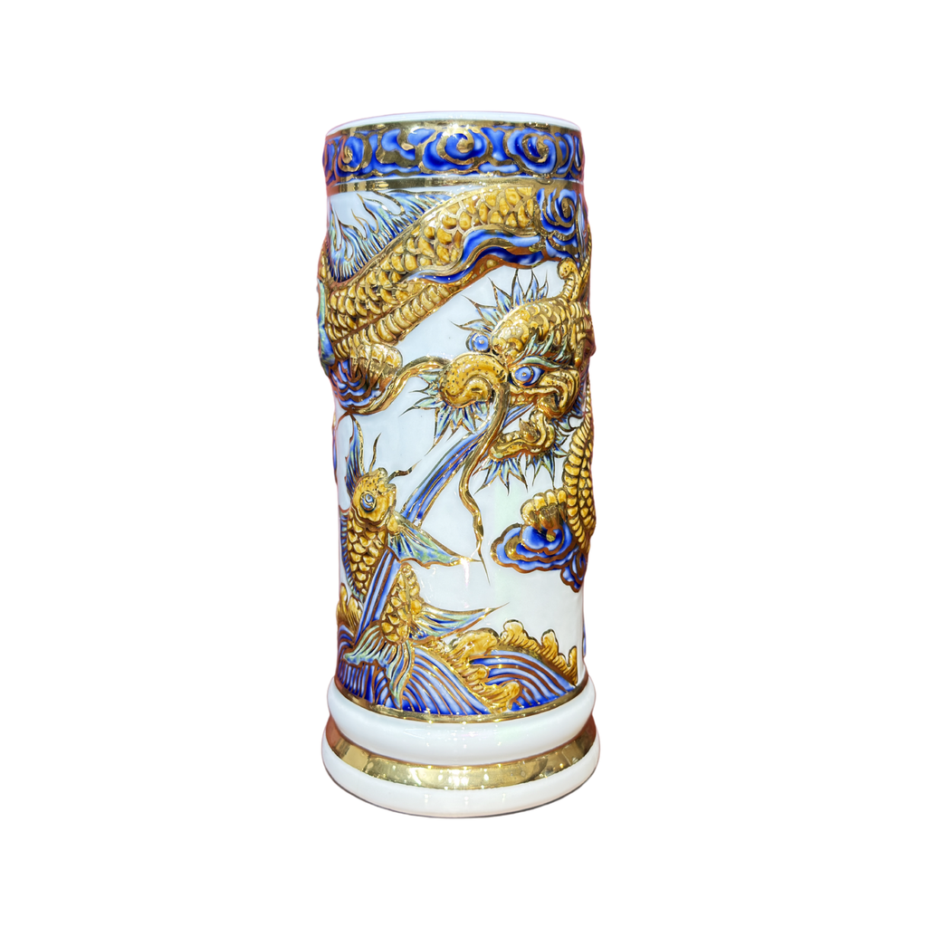 Heritage T&T Ceramic Incense Holder Tube Altar Tâm An  – 1 Pc – Bat Trang Handmade Vietnam