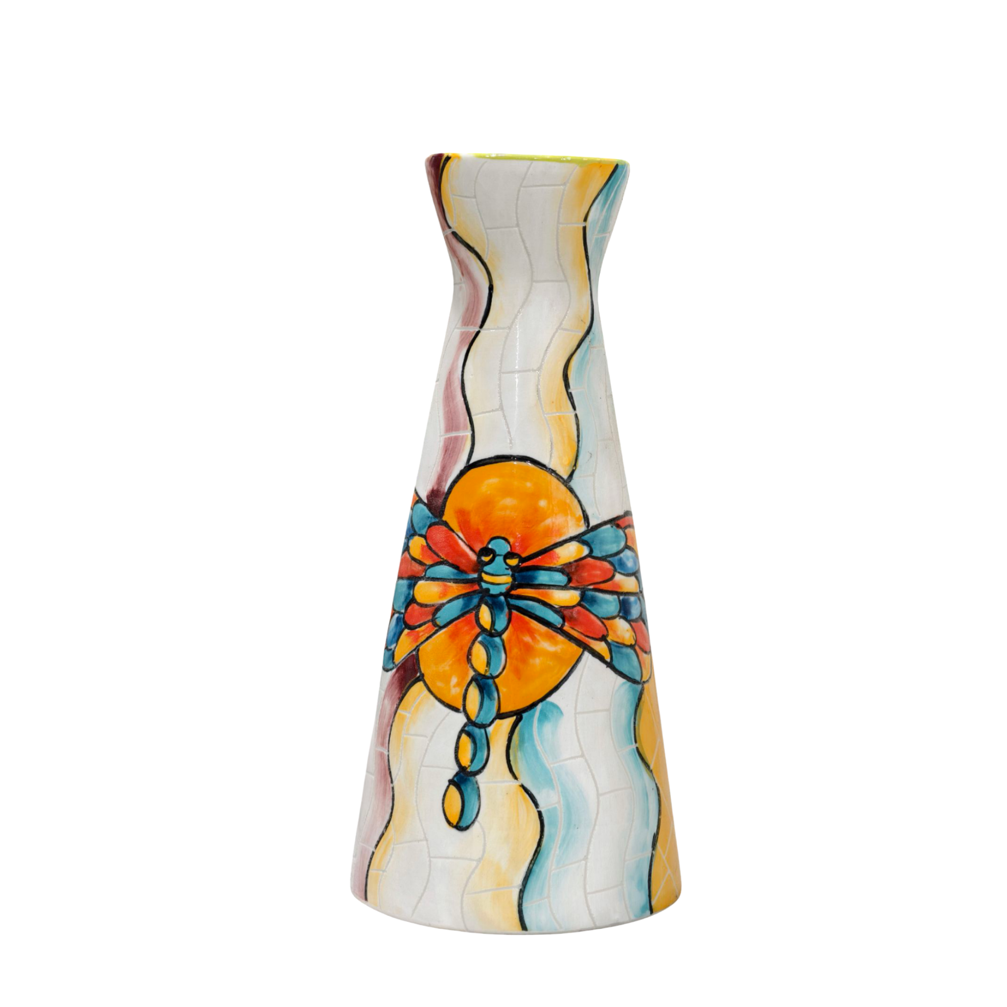 Handmade Mosaic Ceramic Vase – Dragonfly Design  – 27.5 cm (10.8 in) – Home Décor – Heritage T&T Mosaic Collection – Bat Trang Vietnam