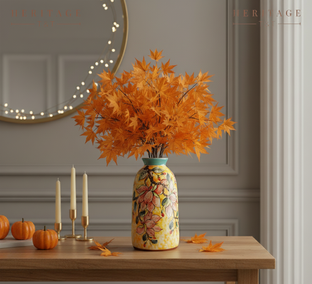 Handmade Mosaic Ceramic Vase – Flower Design  – 31.5 cm (12.4 in) – Home Décor – Heritage T&T Mosaic Collection – Bat Trang Vietnam