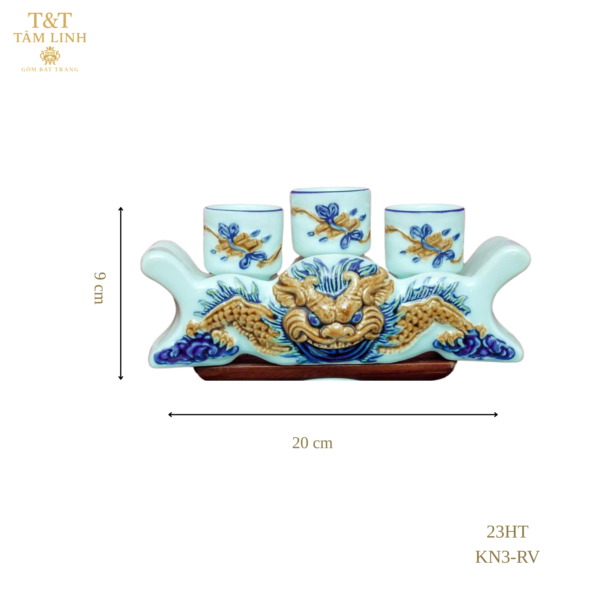 Heritage T&T Ritual Water Tray Set Altar Tâm An – 1 Set – Bat Trang Handmade Vietnam