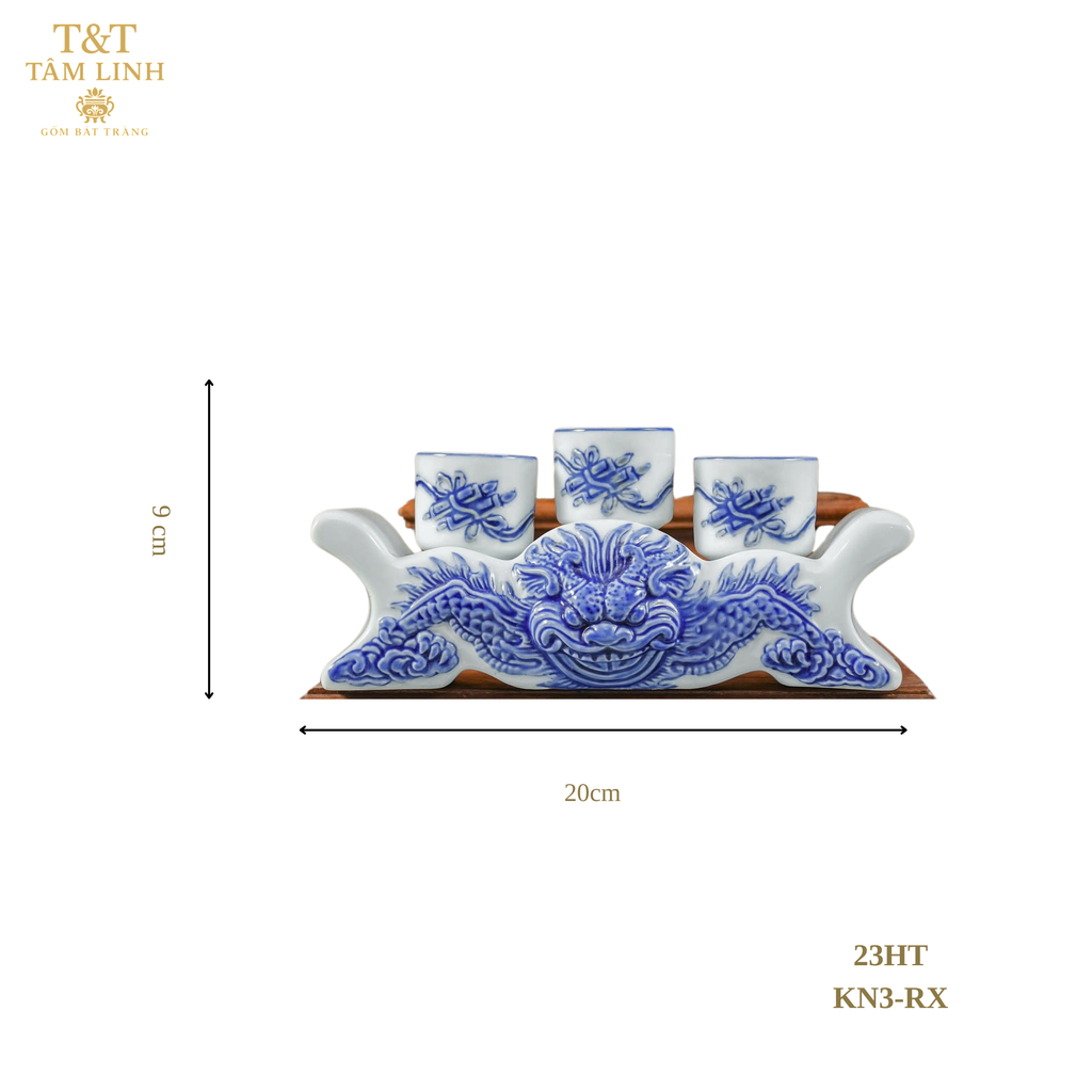 Heritage T&T Ritual Water Tray Set Altar Tâm An – 1 Set – Bat Trang Handmade Vietnam
