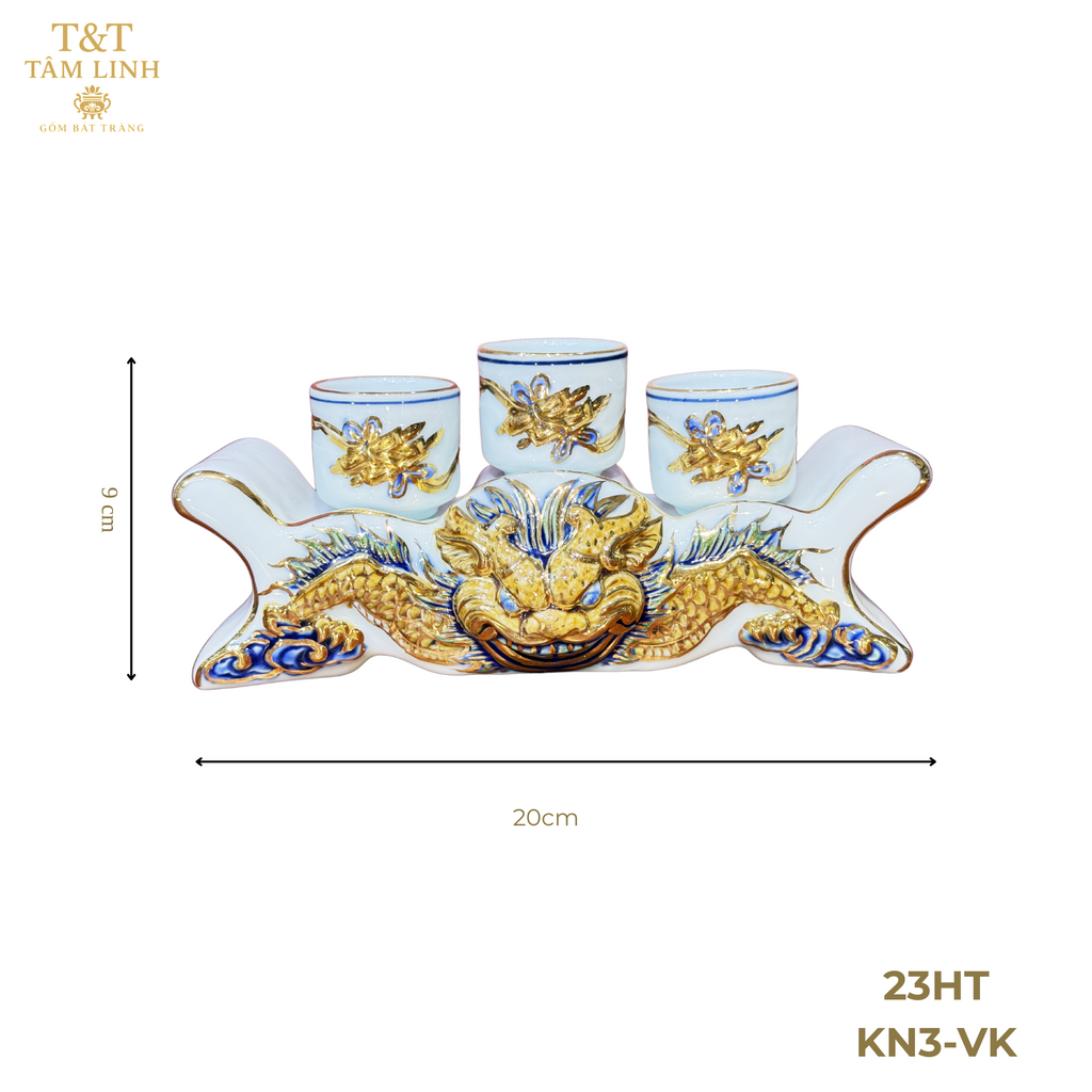 Heritage T&T Ritual Water Tray Set Altar Tâm An – 1 Set – Bat Trang Handmade Vietnam
