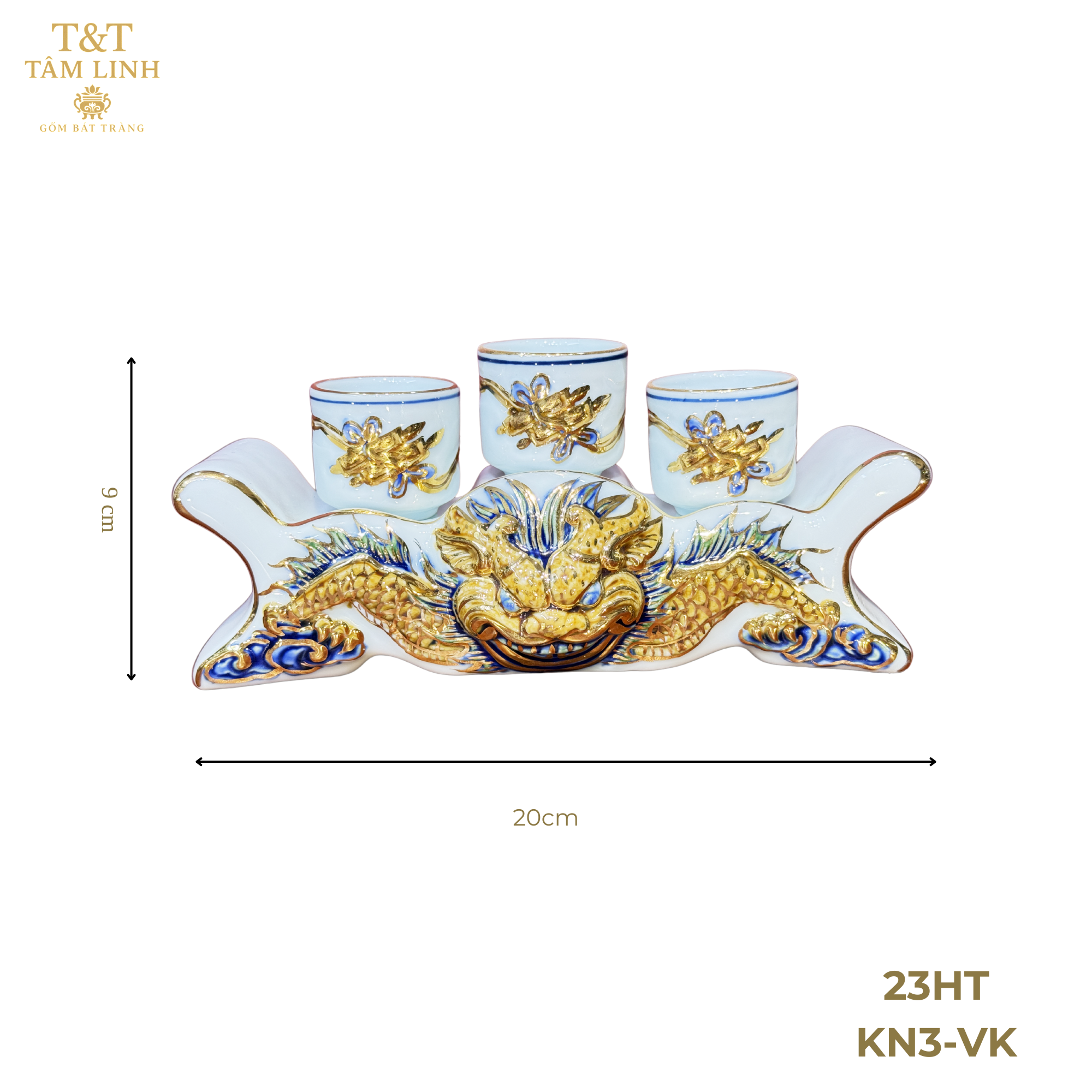 Heritage T&T Ritual Water Tray Set Altar Tâm An – 1 Set – Bat Trang Handmade Vietnam