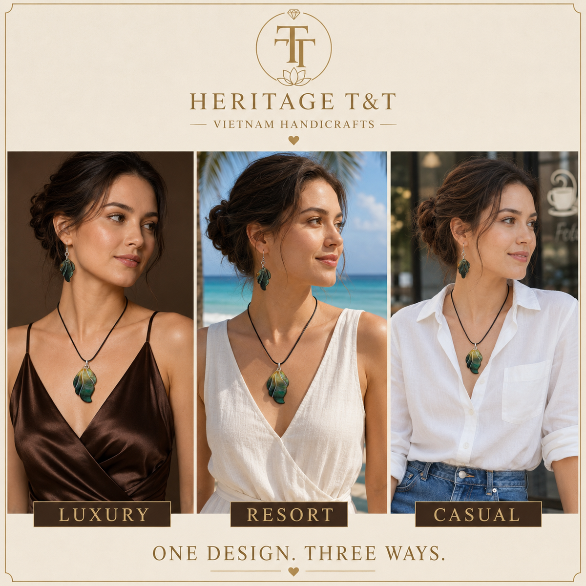 Organic Leaf Abalone - Mother of Pearl Necklace - Earrings Set – Heritage TT