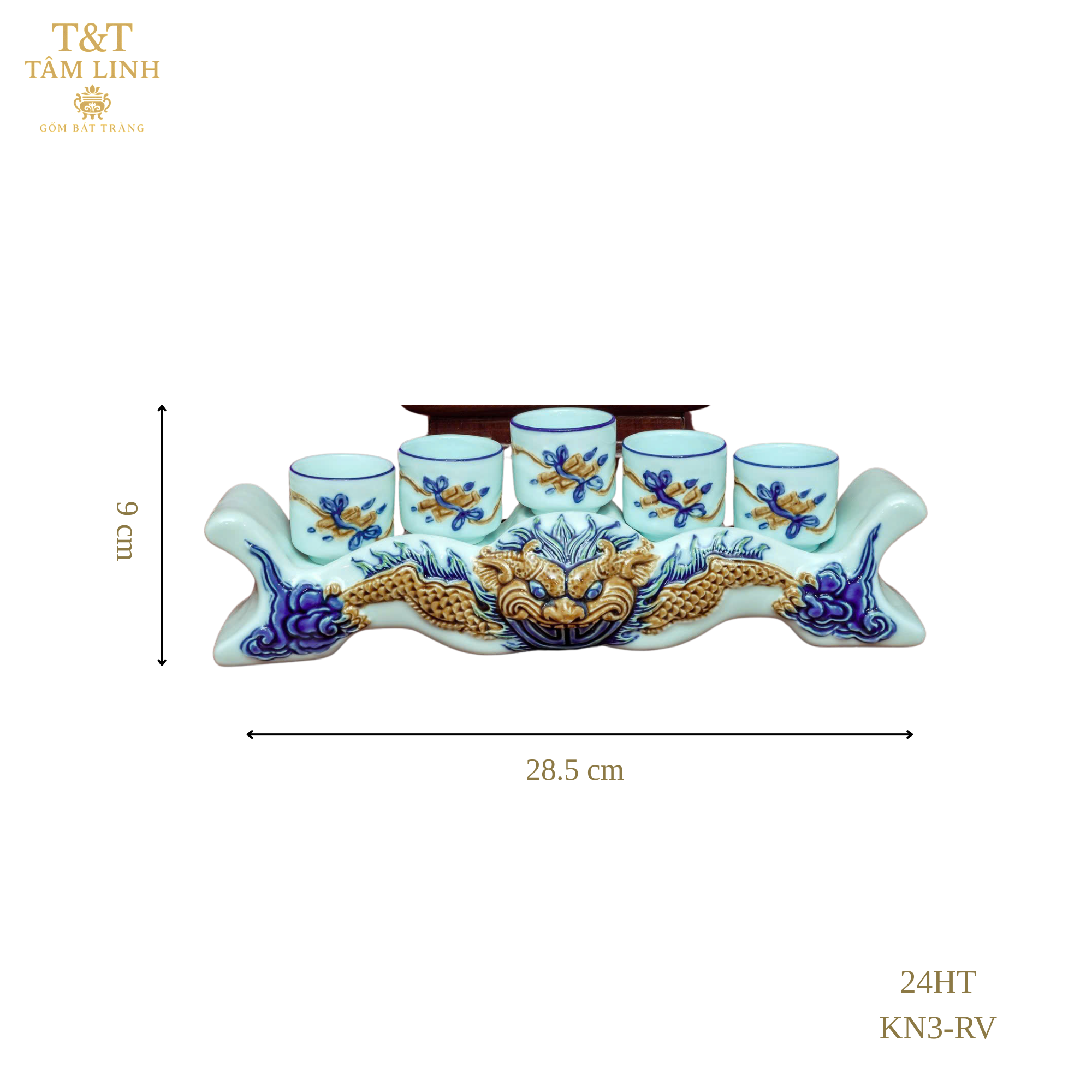 Heritage T&T Ritual Water Tray Set Altar Tâm An – 1 Set – Bat Trang Handmade Vietnam