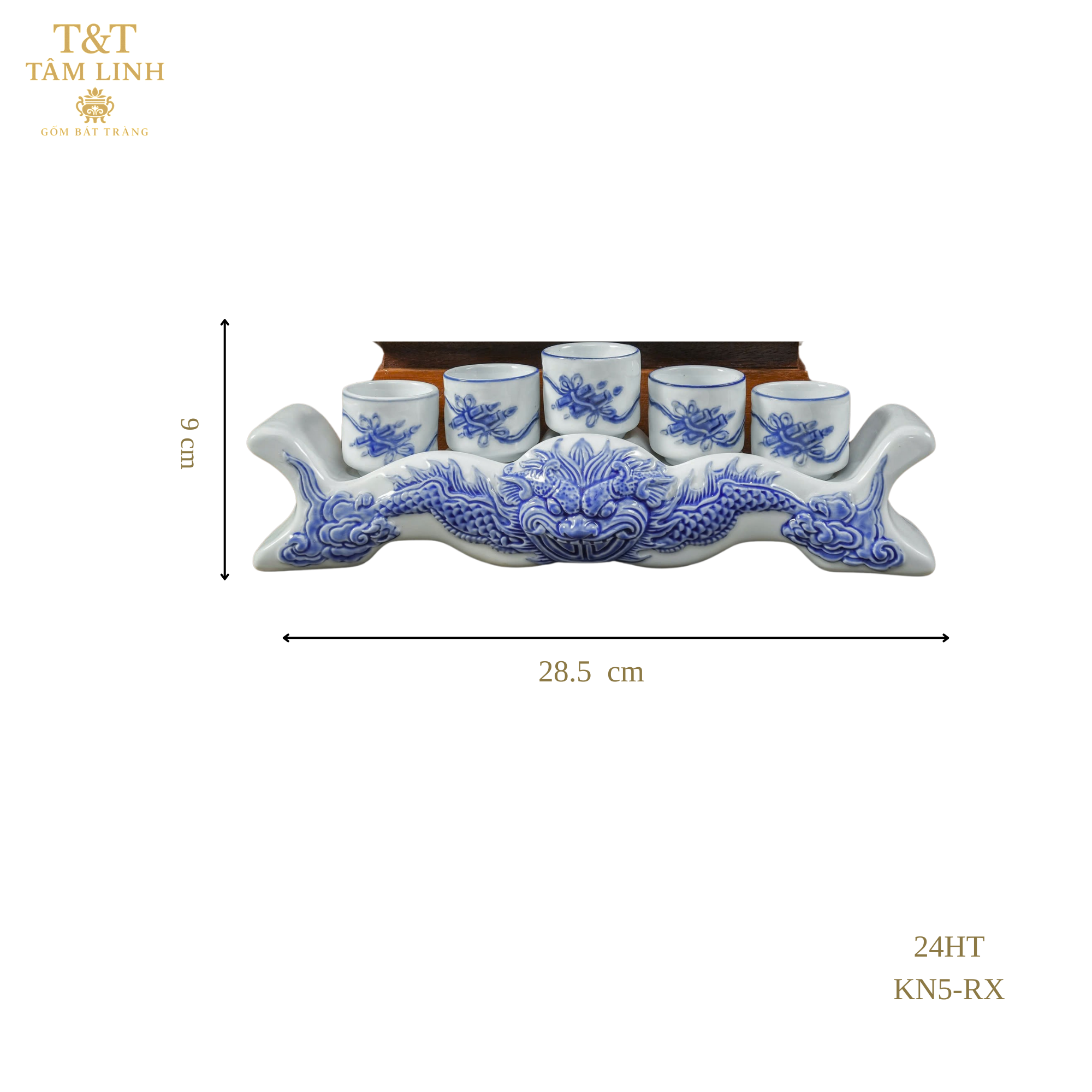 Heritage T&T Ritual Water Tray Set Altar Tâm An – 1 Set – Bat Trang Handmade Vietnam