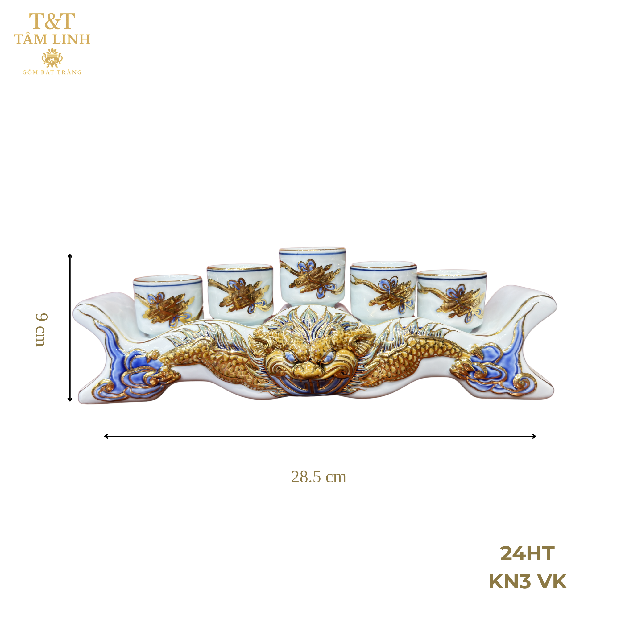 Heritage T&T Ritual Water Tray Set Altar Tâm An – 1 Set – Bat Trang Handmade Vietnam