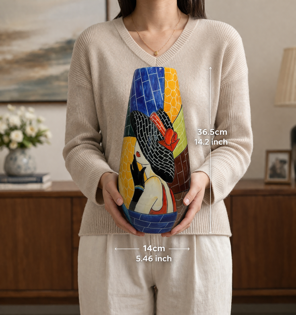 Handmade Mosaic Ceramic Vase – Lady Design  – 36.5 cm (14.4 in) – Home Décor – Heritage T&T Mosaic Collection – Bat Trang Vietnam
