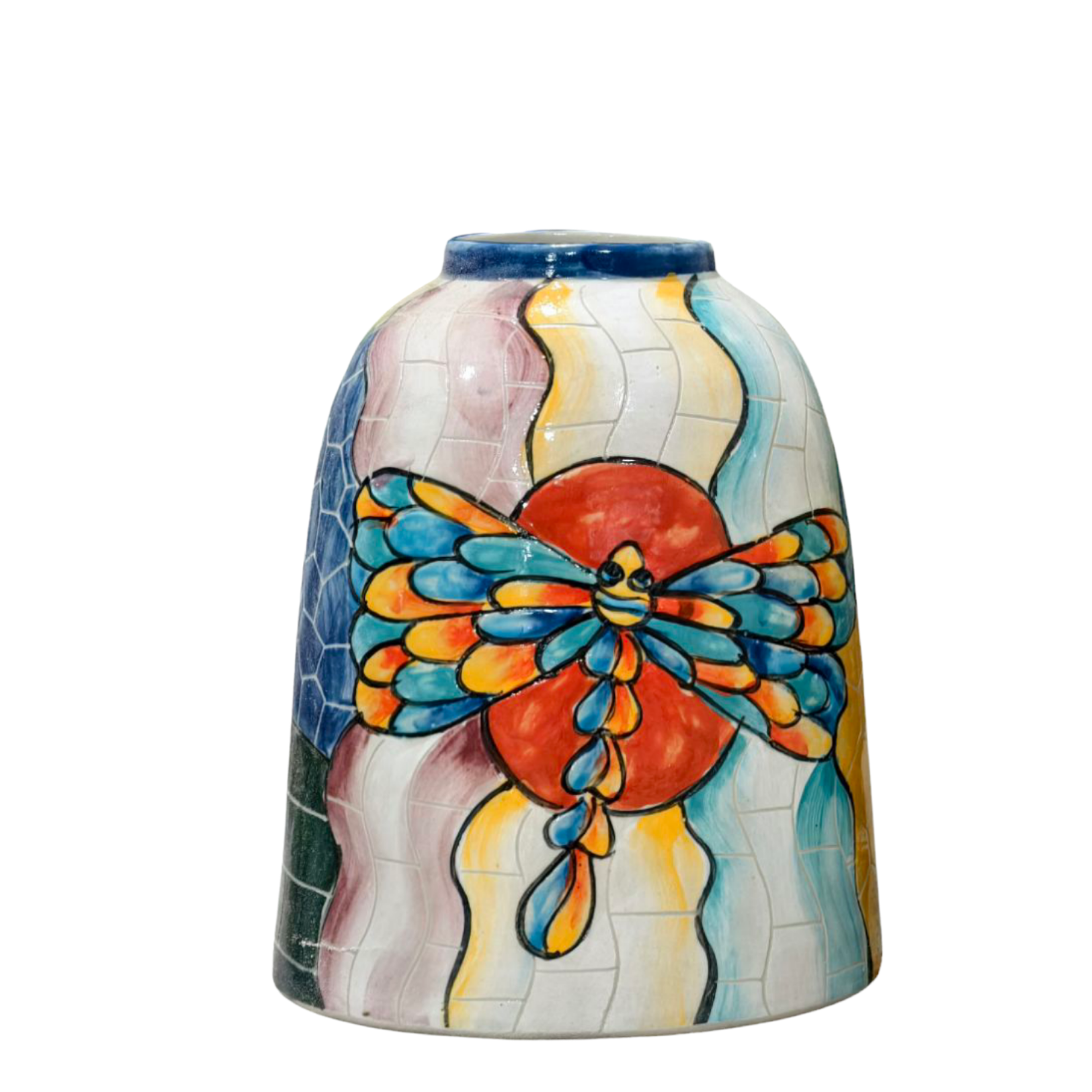 Handmade Mosaic Ceramic Vase – Dragonfly Design  – 20 cm (7.9 in) – Home Décor – Heritage T&T Mosaic Collection – Bat Trang Vietnam