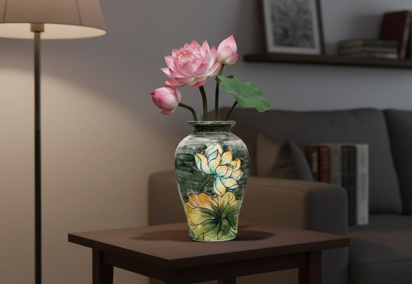 Handmade Mosaic Ceramic Vase – Lotus Design  – 26.5 cm (10.4 in) – Home Décor – Heritage T&T Mosaic Collection – Bat Trang Vietnam