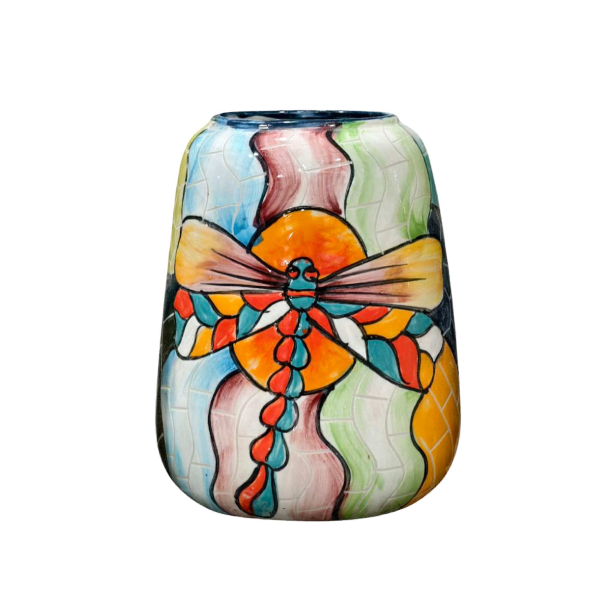 Handmade Mosaic Ceramic Vase – Dragonfly Design  – 18 cm (7.1 in) – Home Décor – Heritage T&T Mosaic Collection – Bat Trang Vietnam
