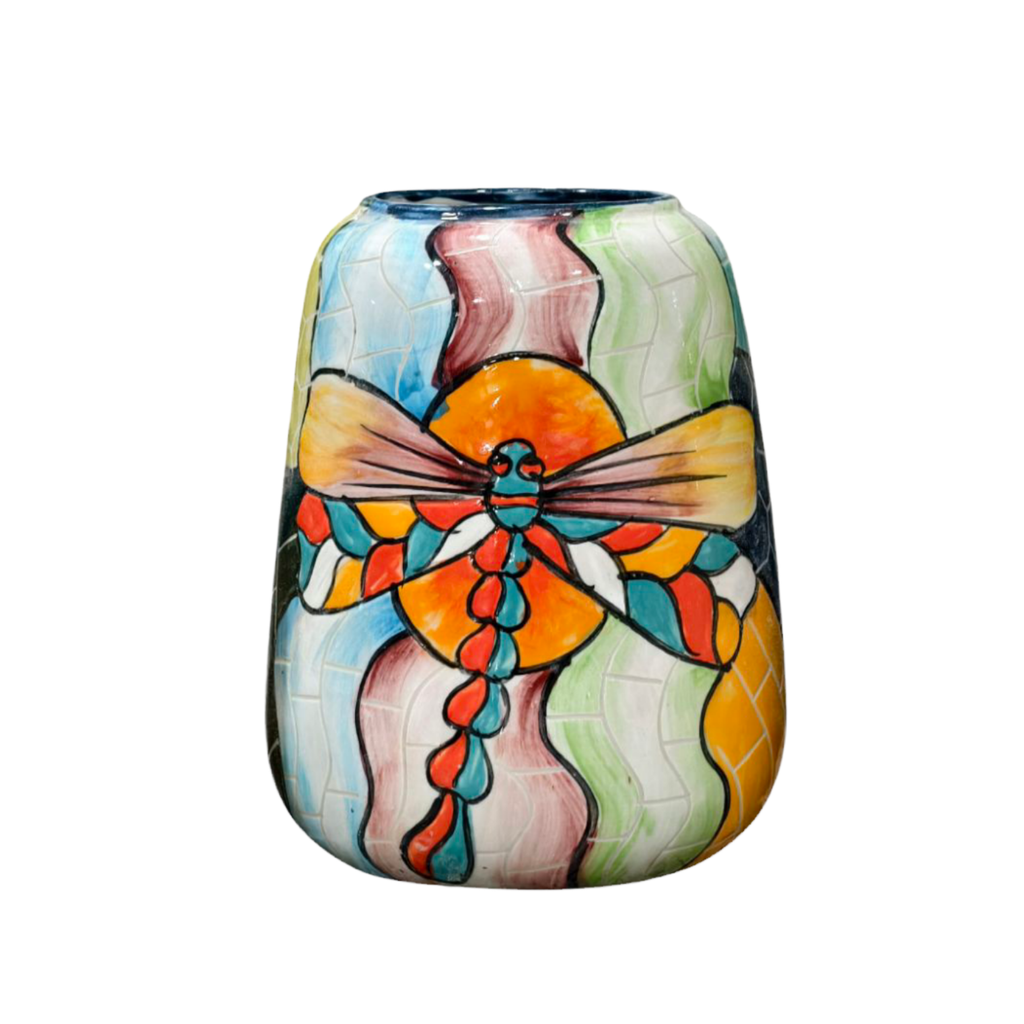 Handmade Mosaic Ceramic Vase – Dragonfly Design  – 18 cm (7.1 in) – Home Décor – Heritage T&T Mosaic Collection – Bat Trang Vietnam
