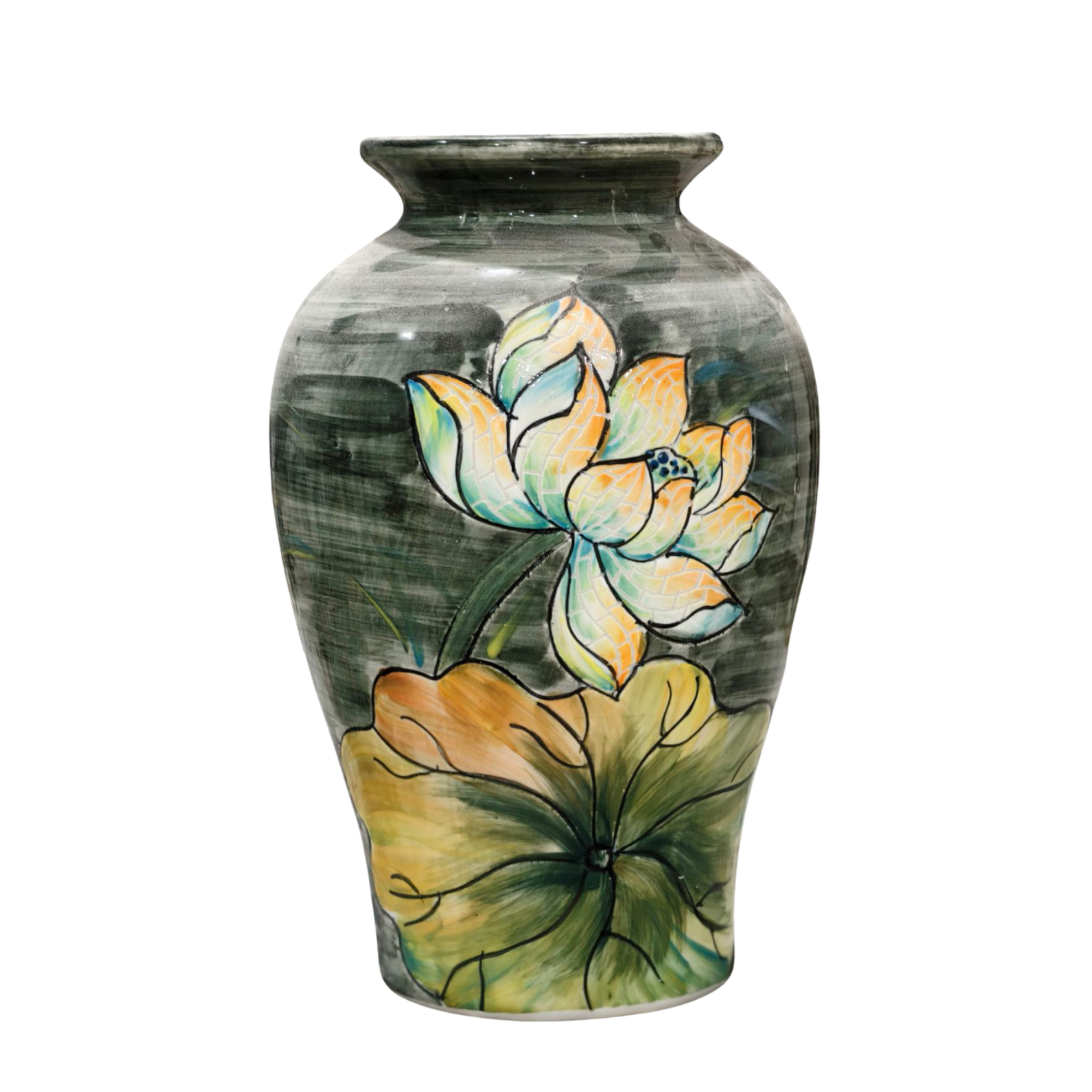 Handmade Mosaic Ceramic Vase – Lotus Design  – 26.5 cm (10.4 in) – Home Décor – Heritage T&T Mosaic Collection – Bat Trang Vietnam