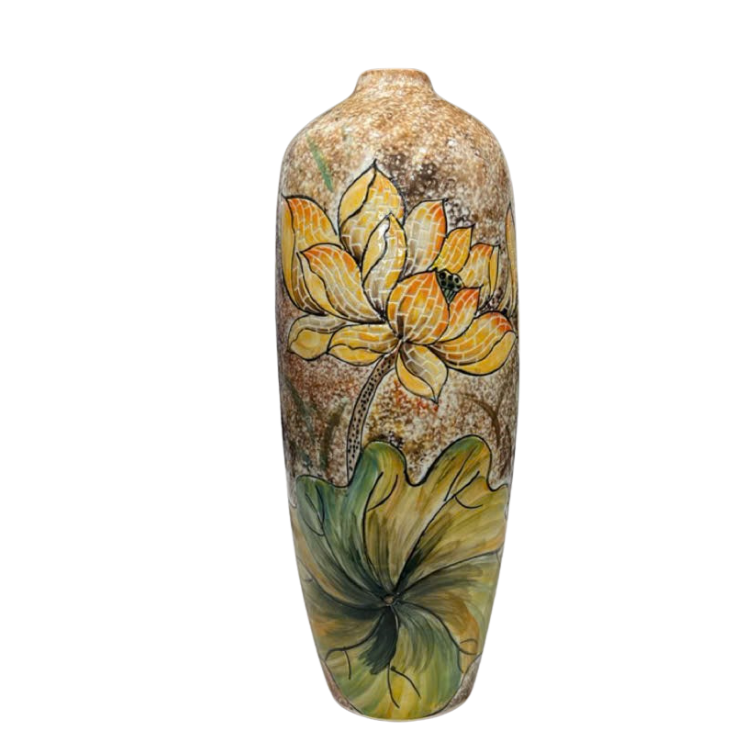 Handmade Mosaic Ceramic Vase – Lotus Design  – 40 cm (15.7 in) – Home Décor – Heritage T&T Mosaic Collection – Bat Trang Vietnam