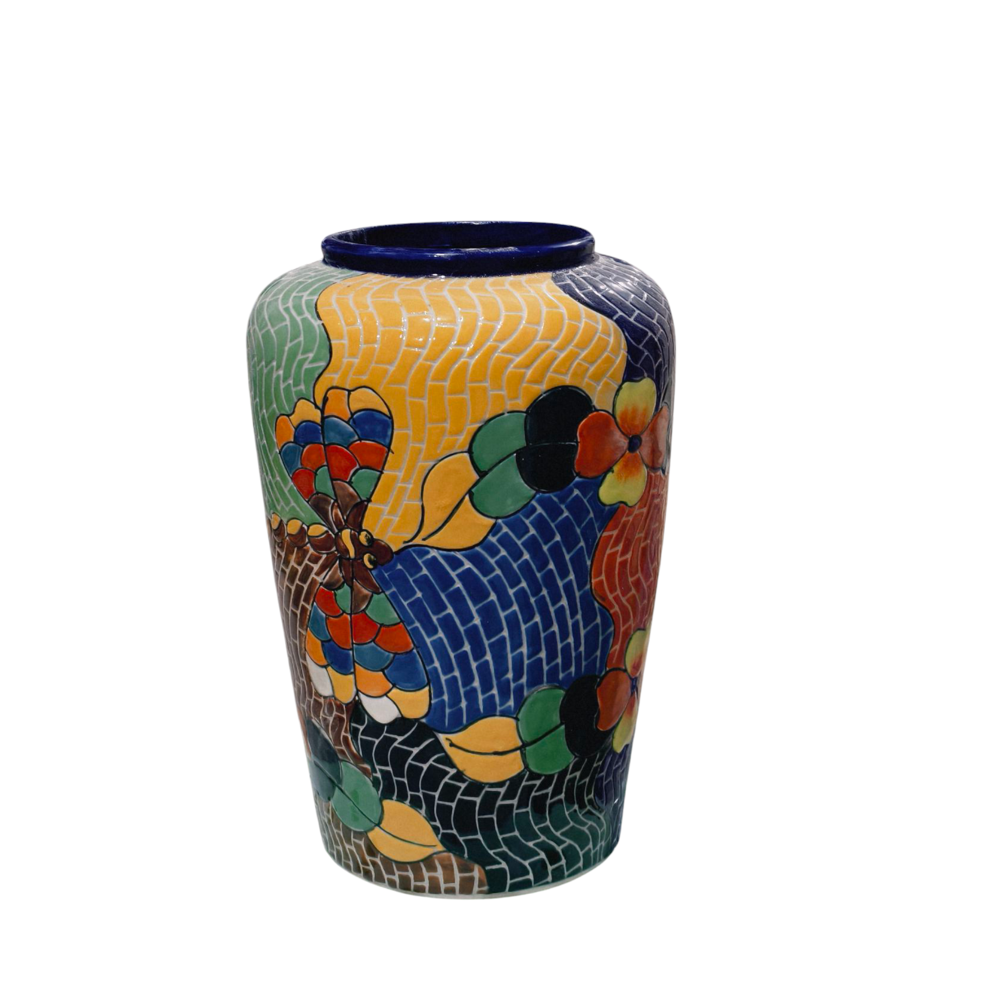 Handmade Mosaic Ceramic Vase – Dragonfly Design  – 28 cm (11 in) – Home Décor – Heritage T&T Mosaic Collection – Bat Trang Vietnam